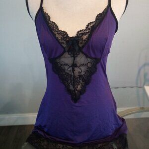 Purple Razor Back Chemise with Black Lace Accents